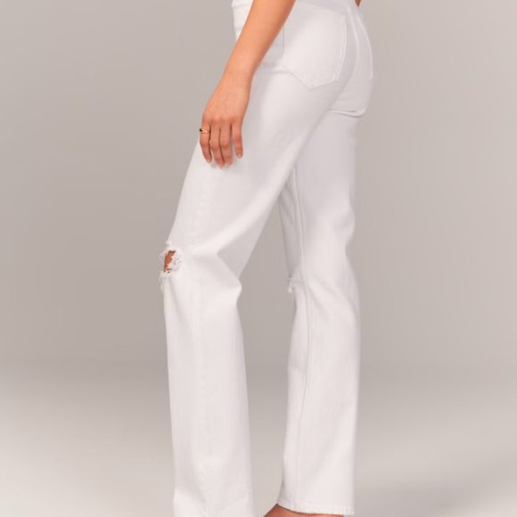 Abercrombie & Fitch Cream Straight Leg Jeans - Picture 3 of 12